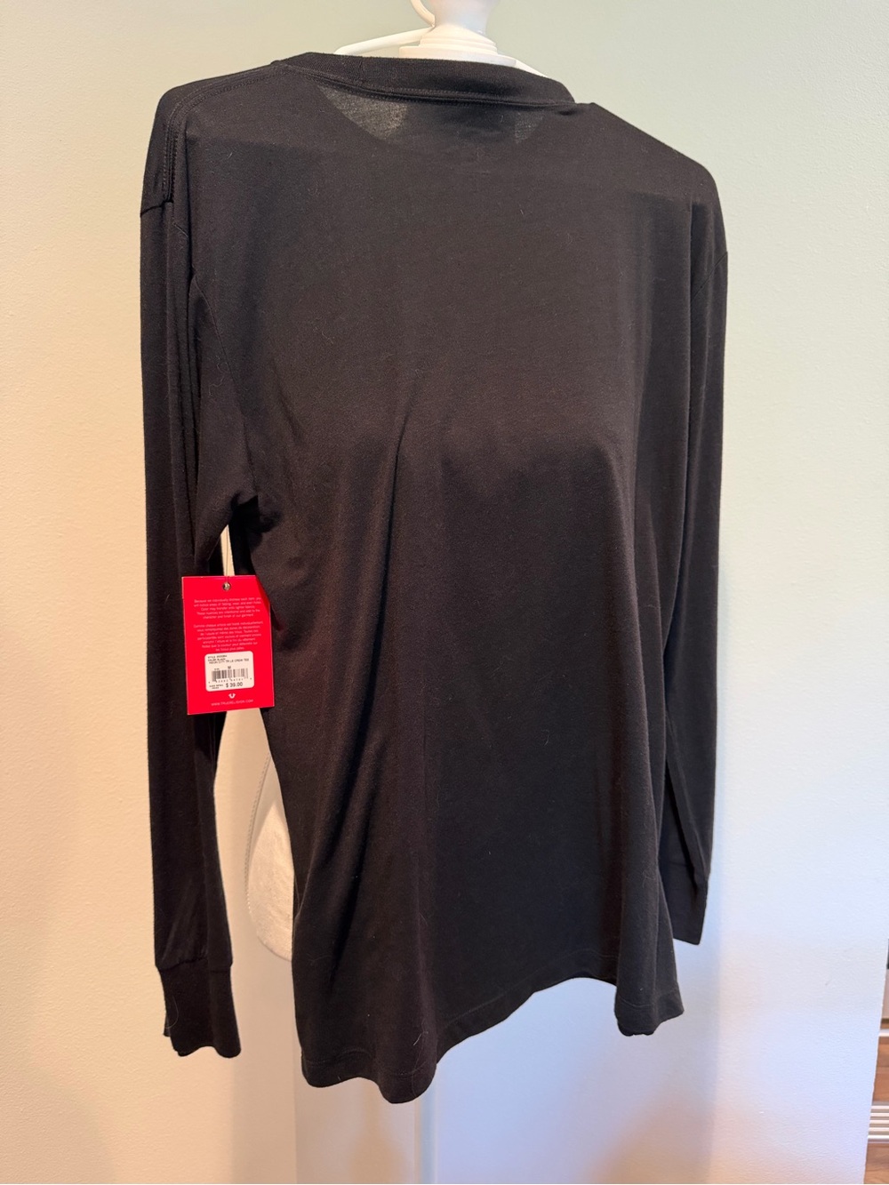 True Religion Black Long Sleeve Tee with Red Tag Accent - Picture 4 of 4